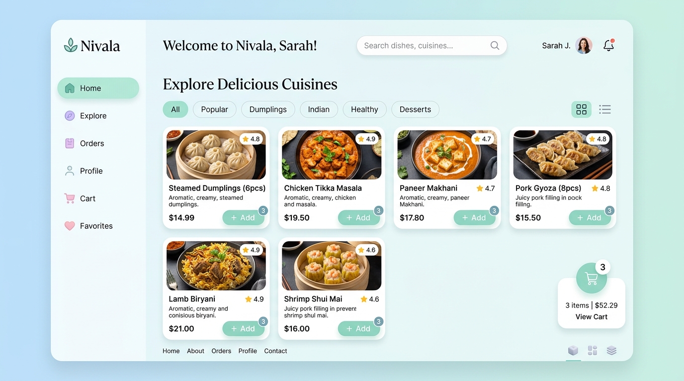 Nivala — 3D Food Ordering & Delivery